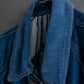 "Vintage gathered sleeve design denim long coat"