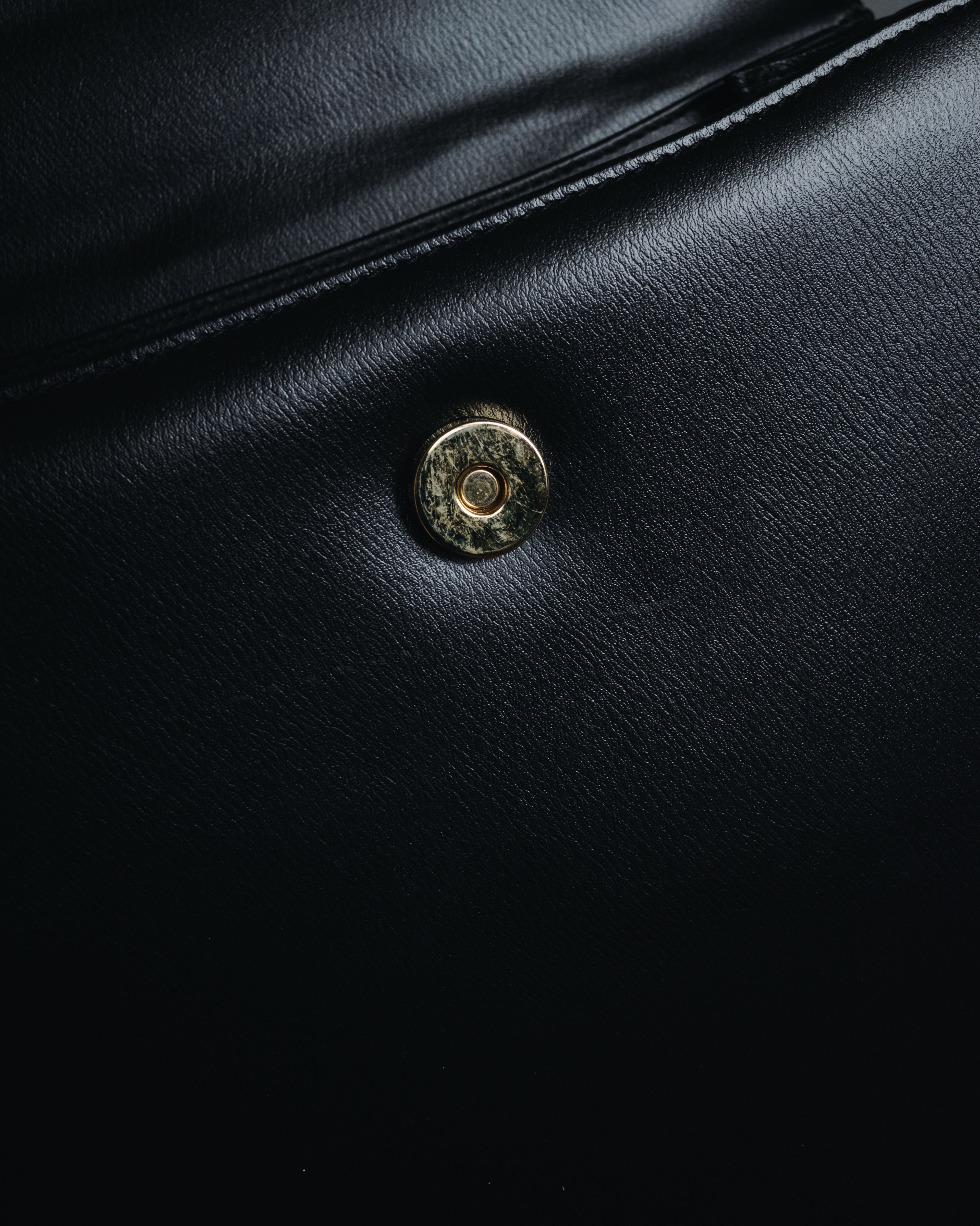 "PIERRE BALMAIN" 80’s-90’s box calf gold bar top handle bag