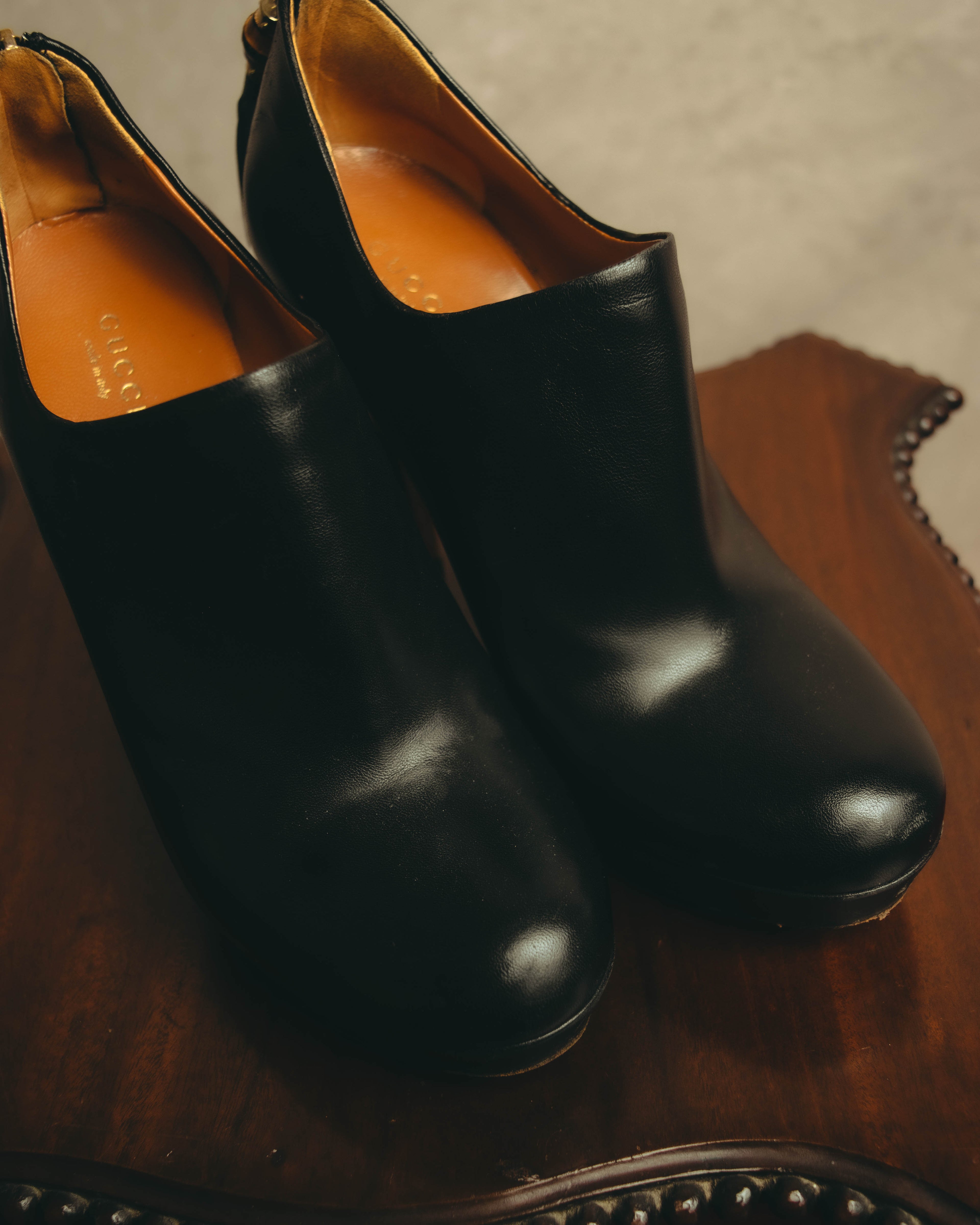 -SPECIAL- "Gucci" 10's Vintage bamboo tassel leather platform booties
