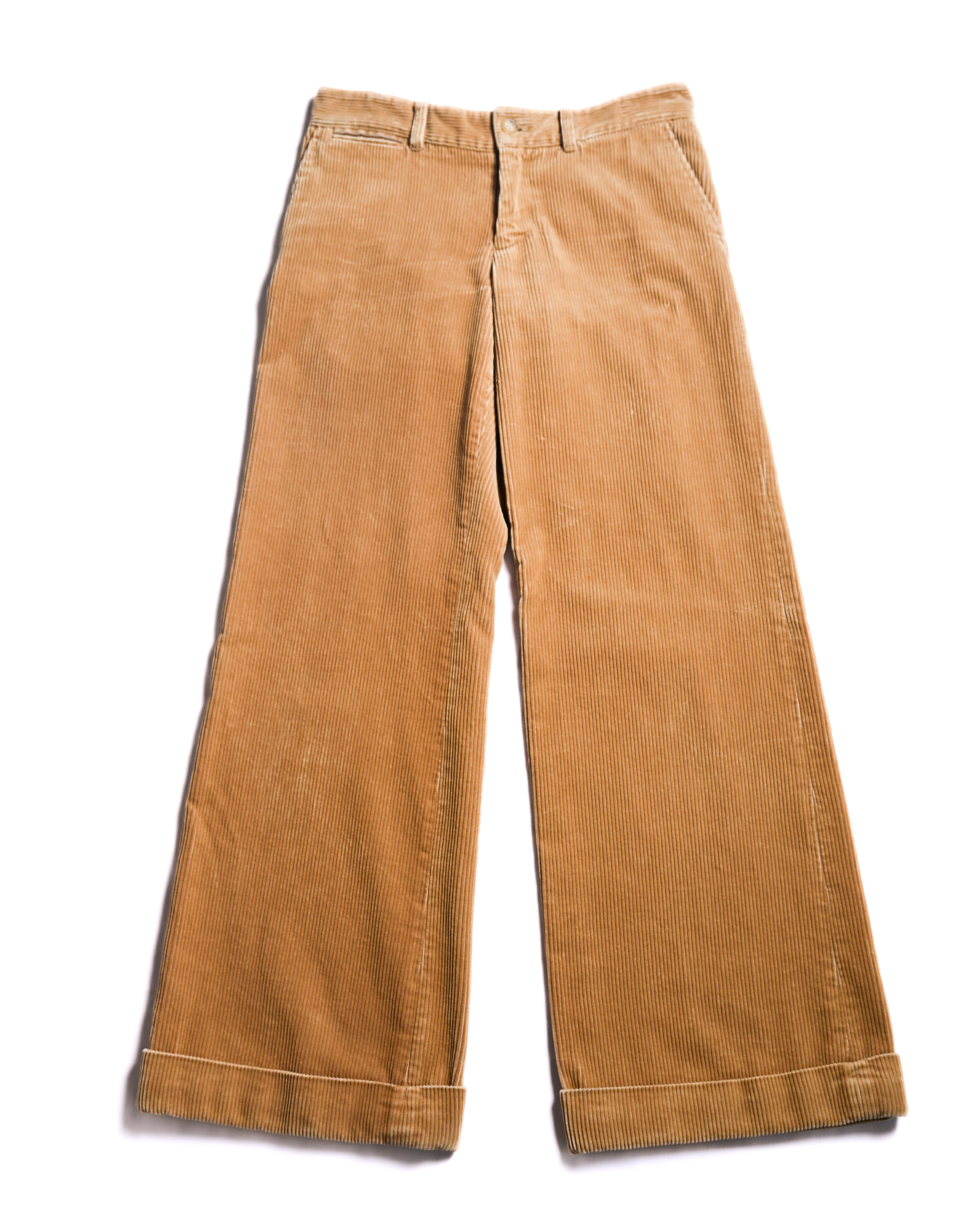 RALPH LAUREN/ Corduroy Cuffed Wide Trousers Brown