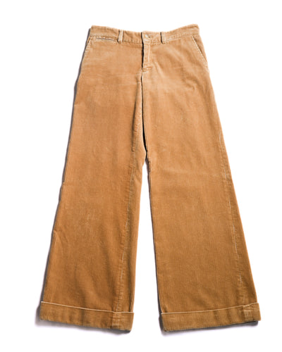 RALPH LAUREN/ Corduroy Cuffed Wide Trousers Brown