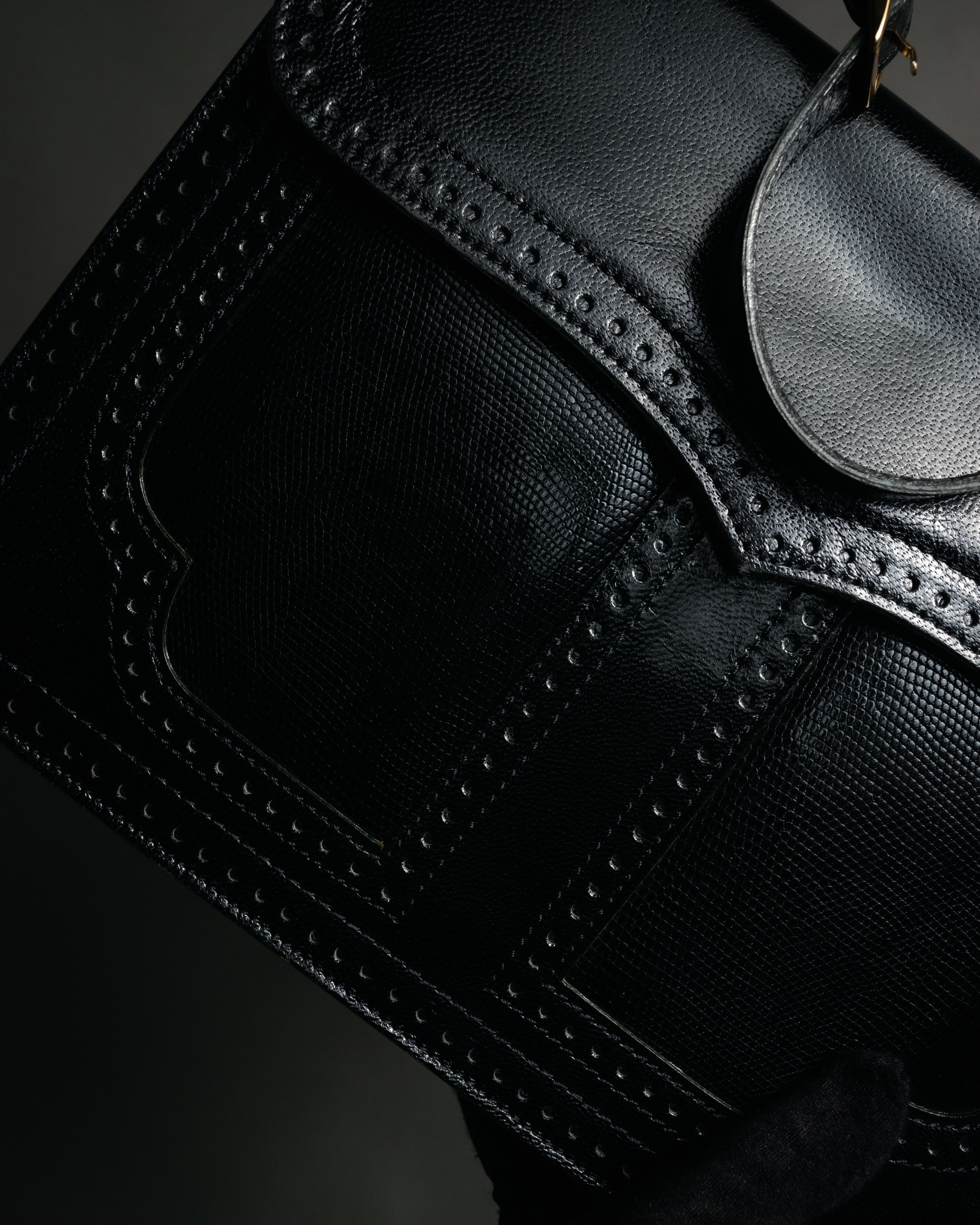 "Yves Saint Laurent" 80’s-90’s Lizard-embossed perforated leather shoulder bag