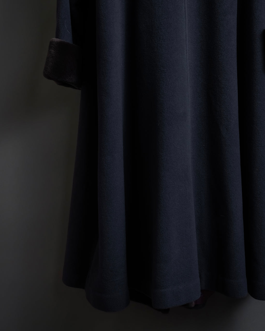 "Junko Yamamoto" Fur-trimmed design long cashmere blend coat