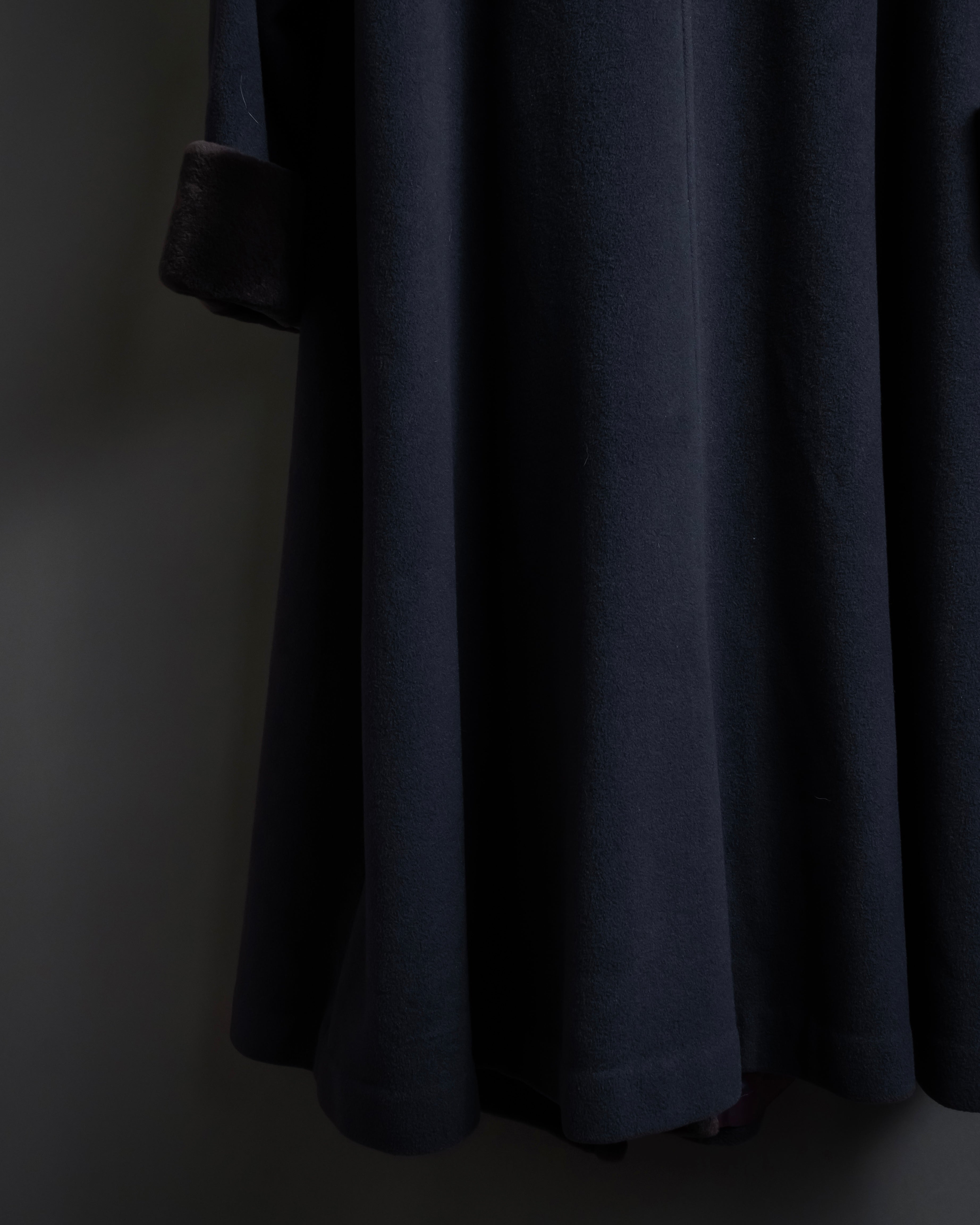 "Junko Yamamoto" Fur-trimmed design long cashmere blend coat