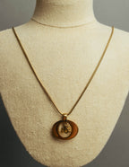 "Christian Dior" 80's-90's Gold logo pendant necklace
