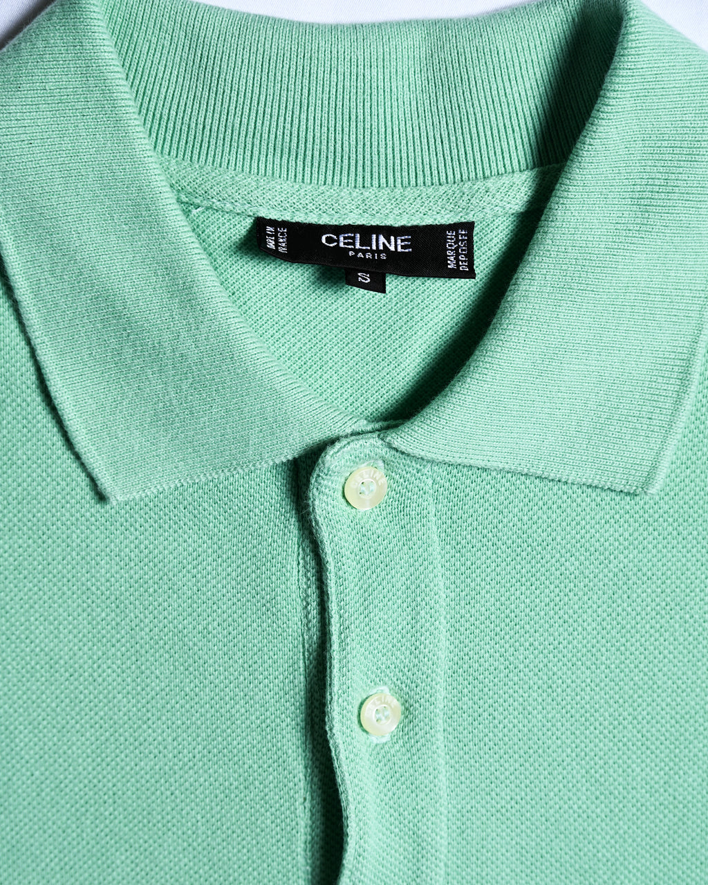 CÉLINE/ Logo Emblem Polo Shirt Mint Green