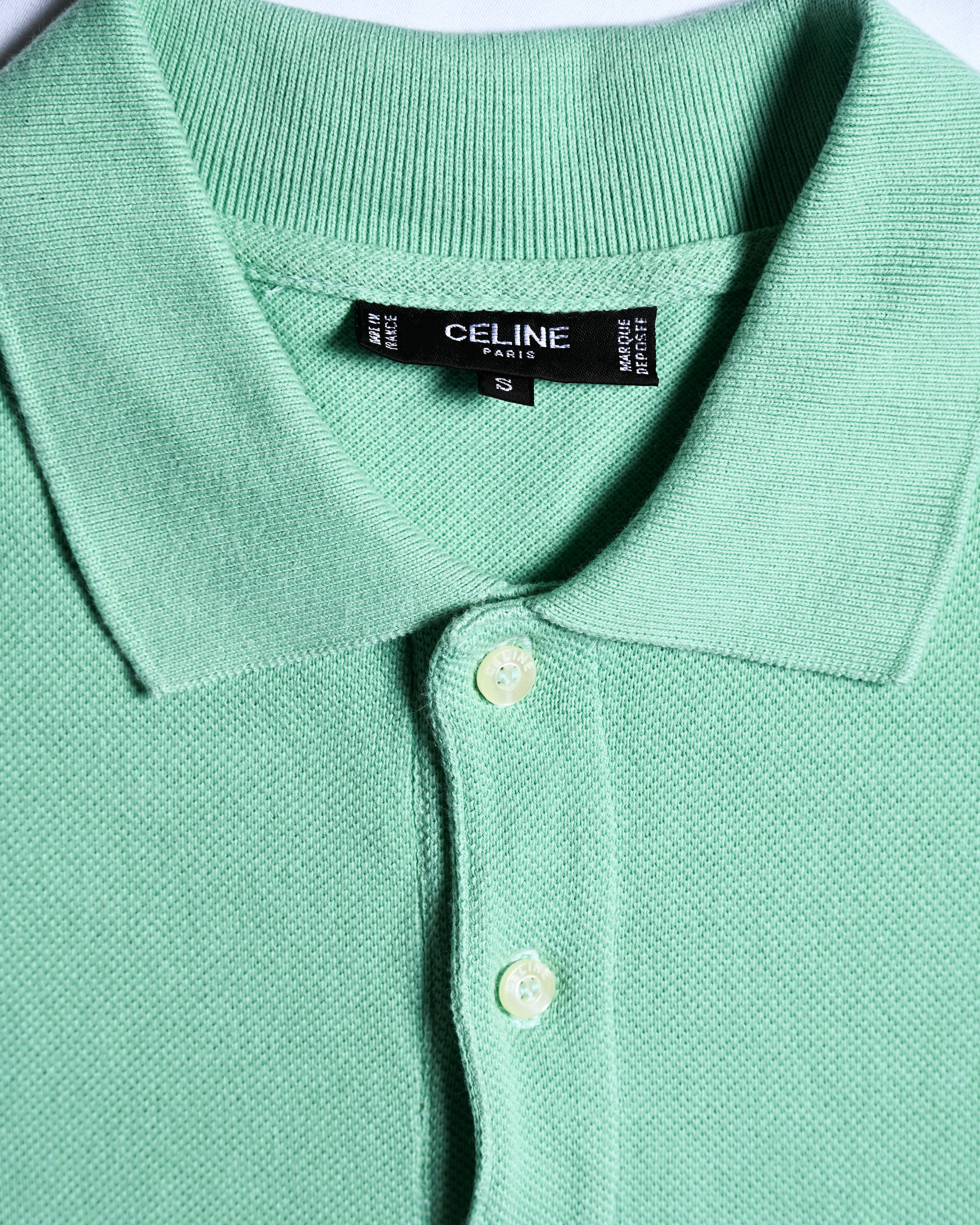 CÉLINE/ Logo Emblem Polo Shirt Mint Green