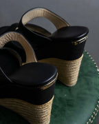 "Jimmy Choo" Leather combination wedge sole heel sandals