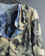 "ARMANI" Botanical print frilled collar jacket