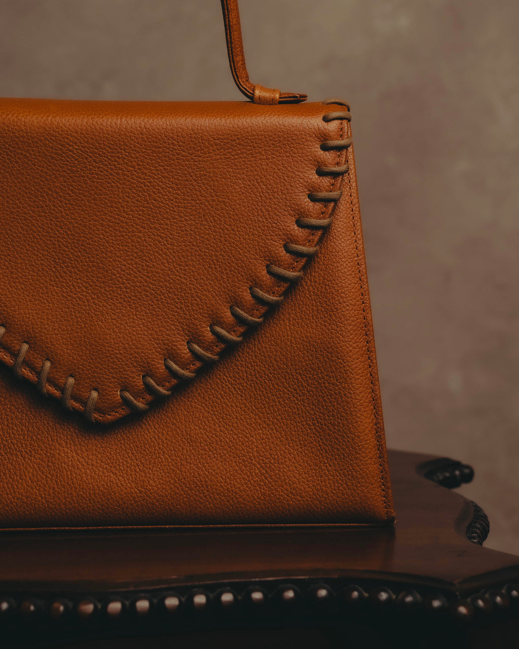 "Yves Saint Laurent" 70's-80's Cognac leather top handle bag