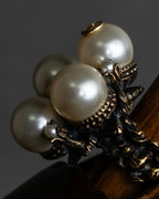 "GUCCI" Interlocking G design gold pearl ring