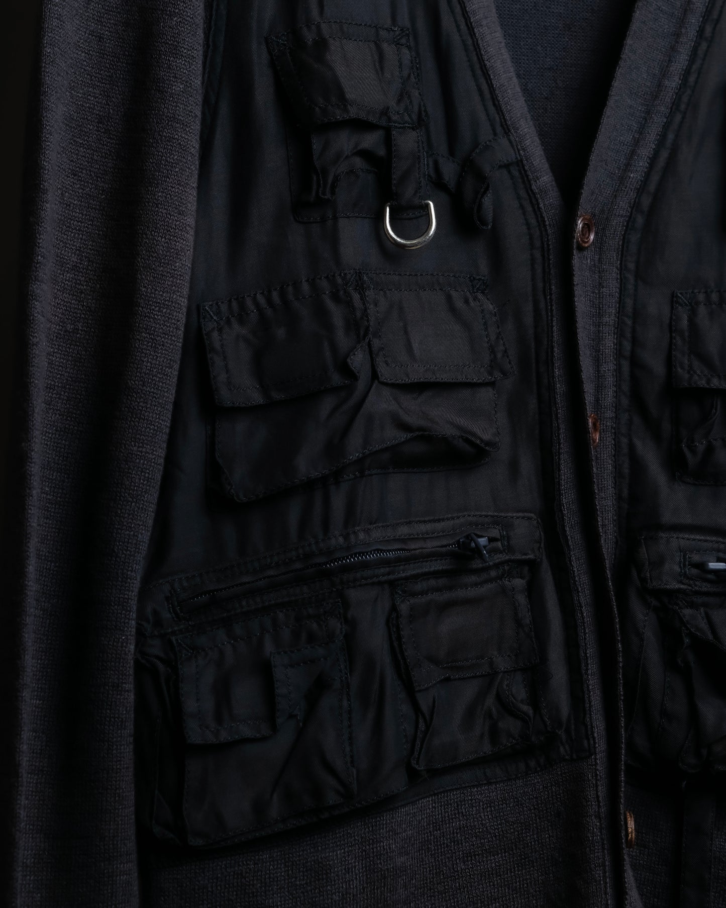 "MIHARA YASUHIRO" Military vest docking design V-neck cardigan