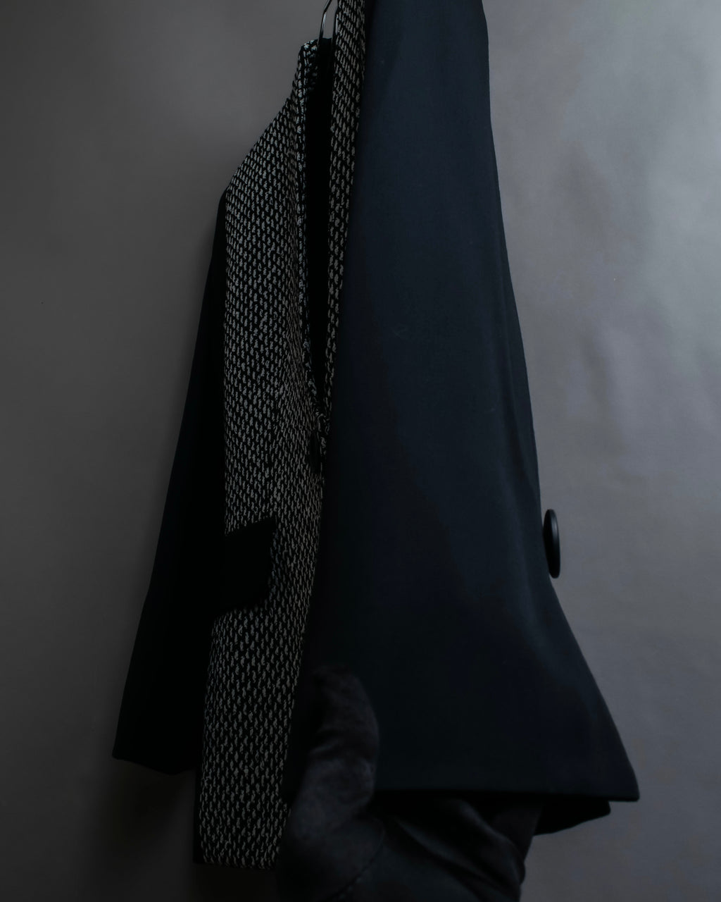 "Christian Dior" Jacquard switching design no-collar jacket