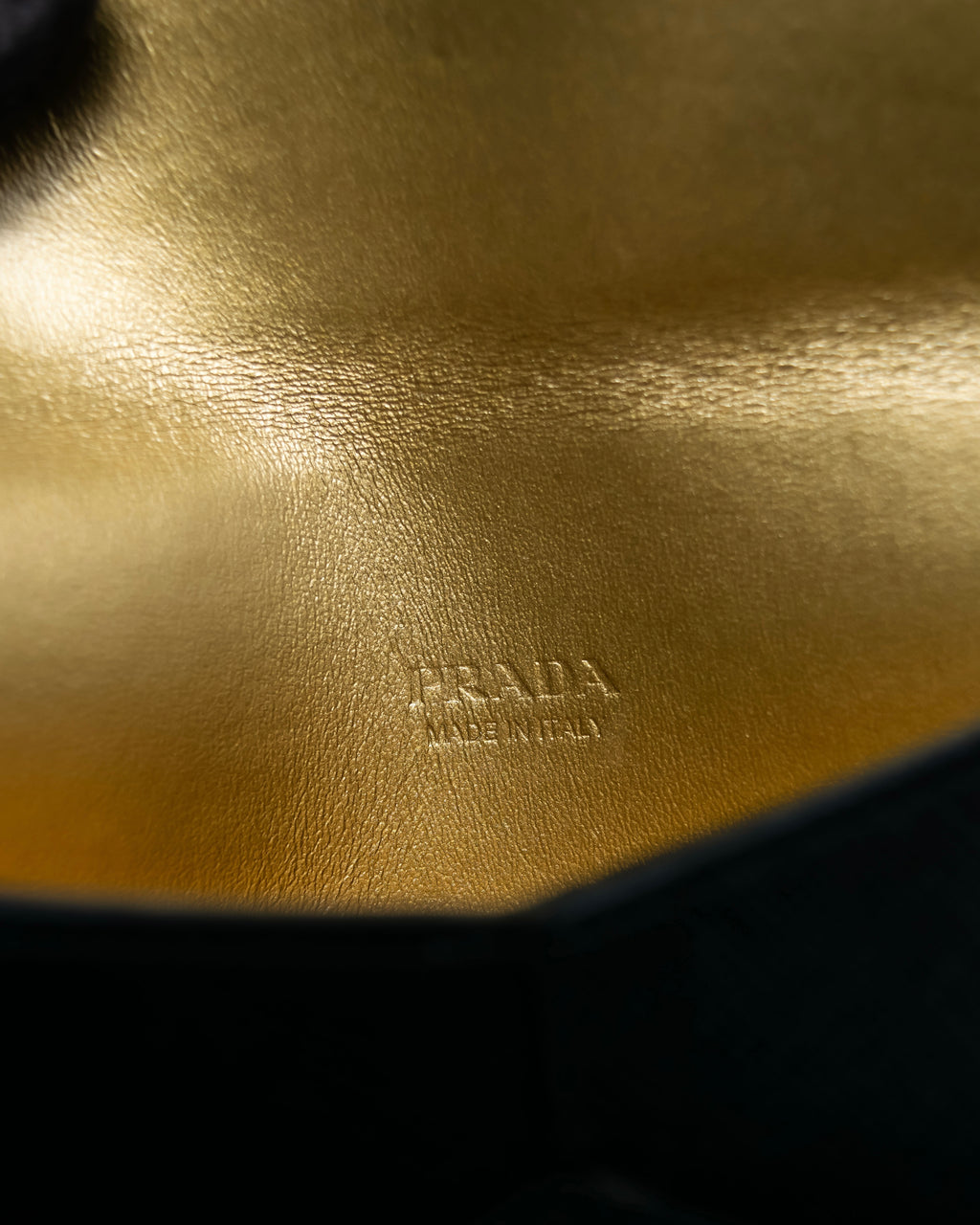 “PRADA” Letter-shaped gold-lined leather document case