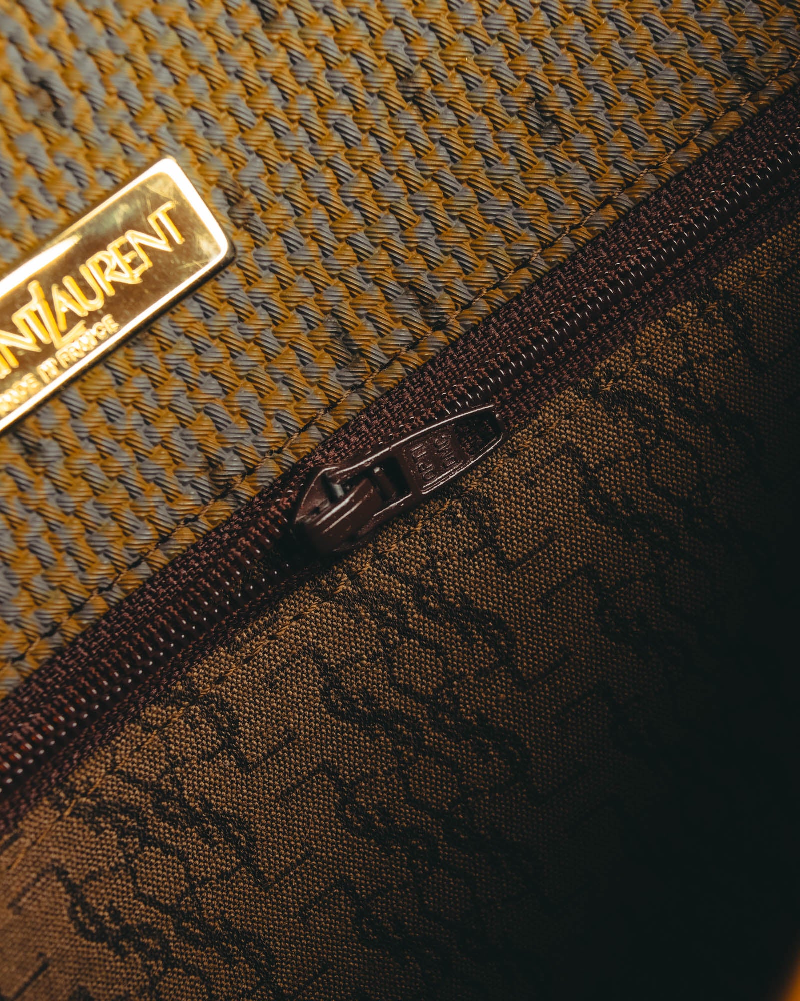 "Yves Saint Laurent" 70's-90's Woven leather shoulder bag