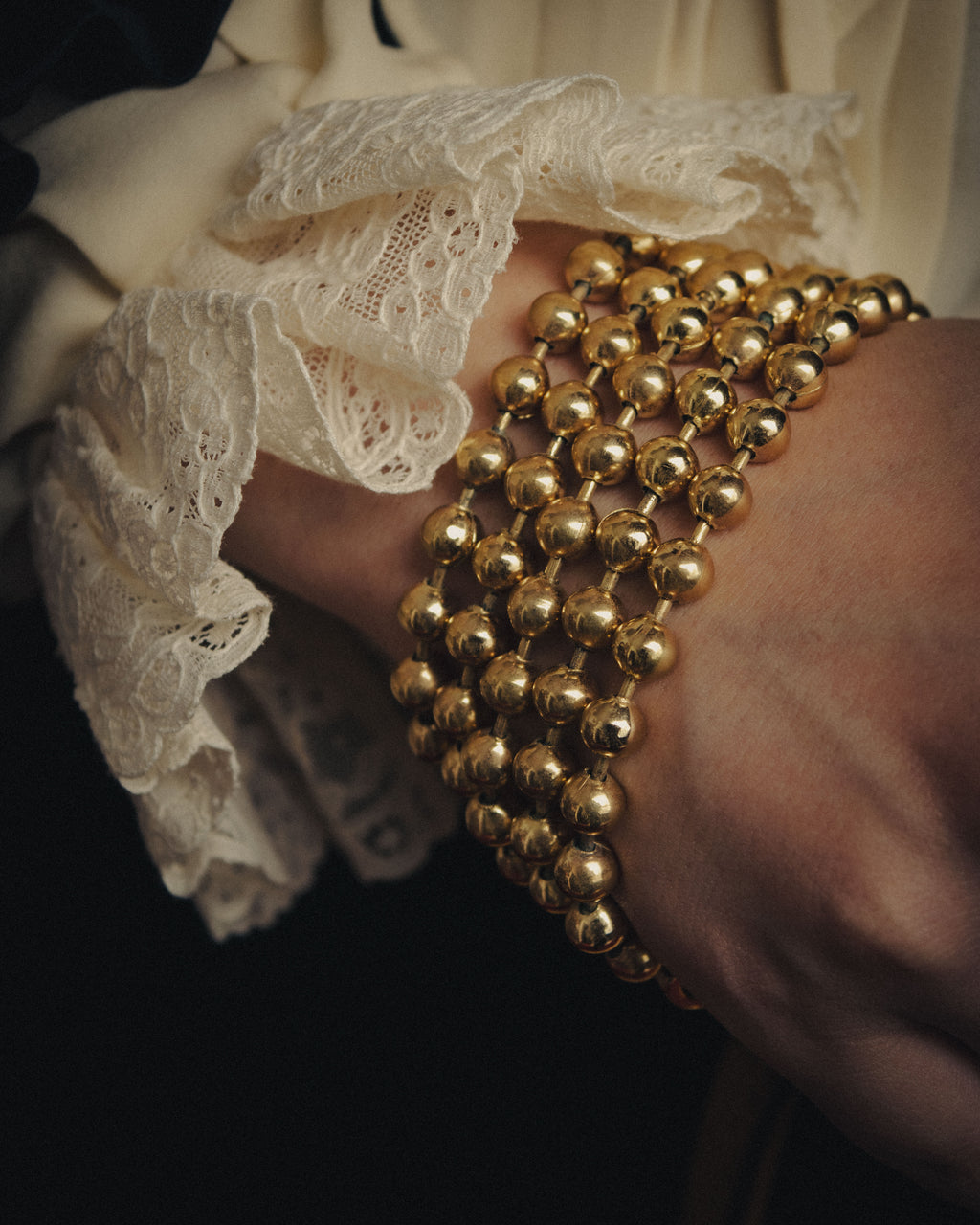 -SPECIAL- “Christian Dior” 70’s-80’s Five strand gold ball chain bracelet