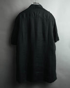 -MOOD MILLÉSIMES- 00’s black linen epaulet half-sleeve shirt by “ARMANI COLLEZIONI”