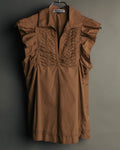 “JIL SANDER” 00’s-10’s Cotton pleated sleeveless blouse
