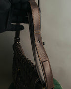 -SPECIAL- “Salvatore Ferragamo” 00’s-10’s Leather scale appliqué gancini shoulder bag