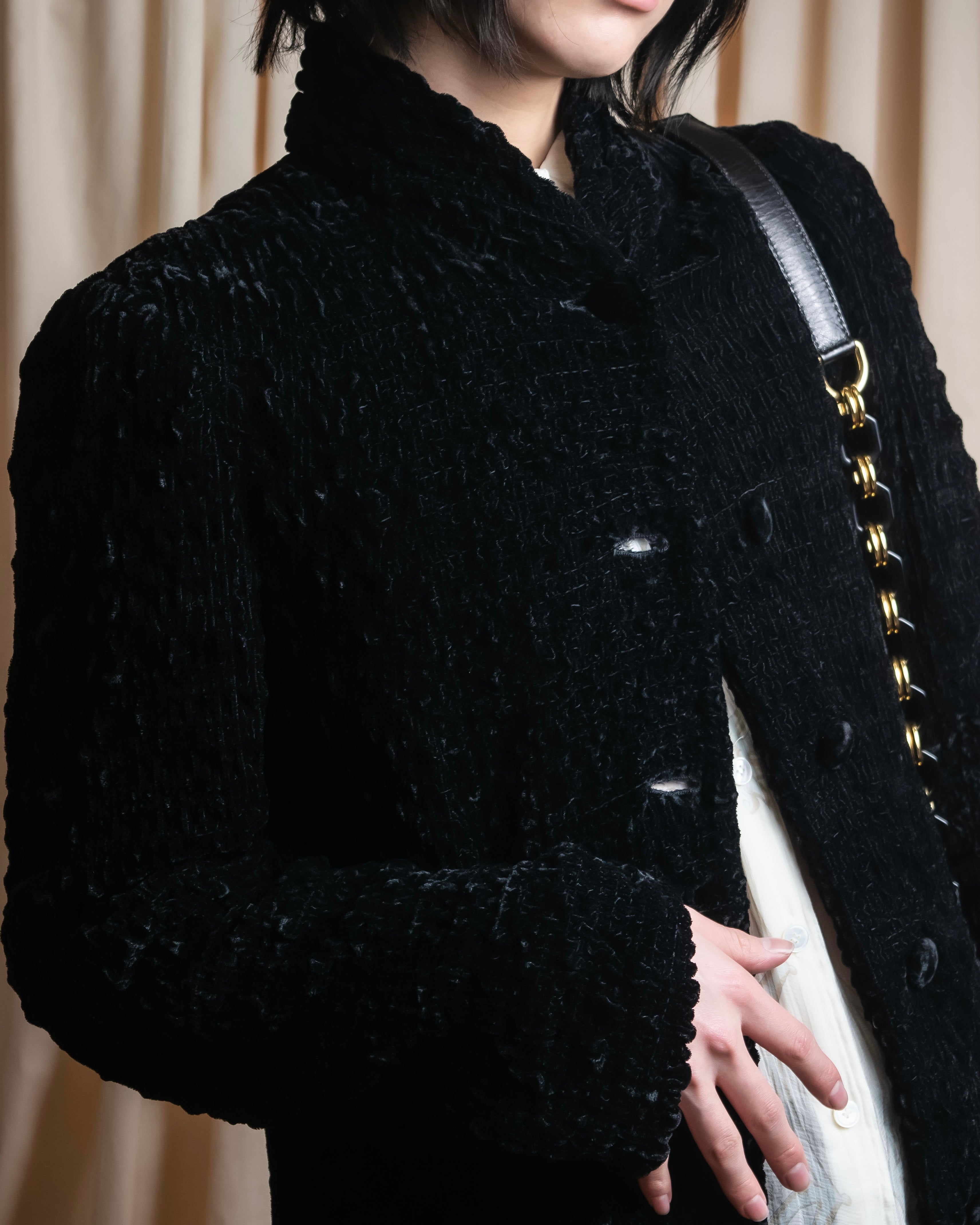 "GIORGIO ARMANI" Stand collar velour long coat