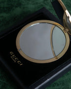 "GUCCI" Gold metal design logo engraved hand mirror