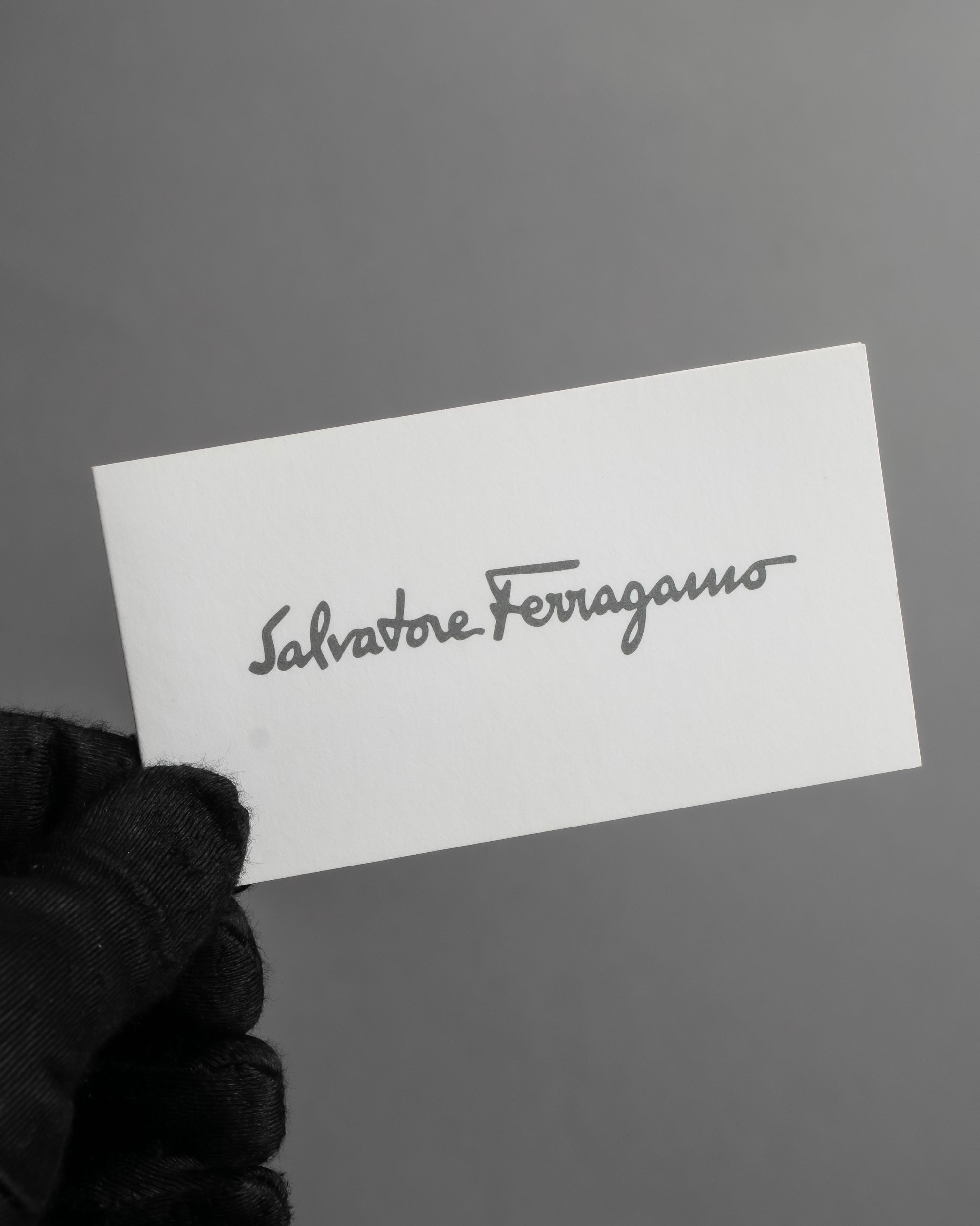 "Salvatore Ferragamo" Gancini motif greige color leather hand bag