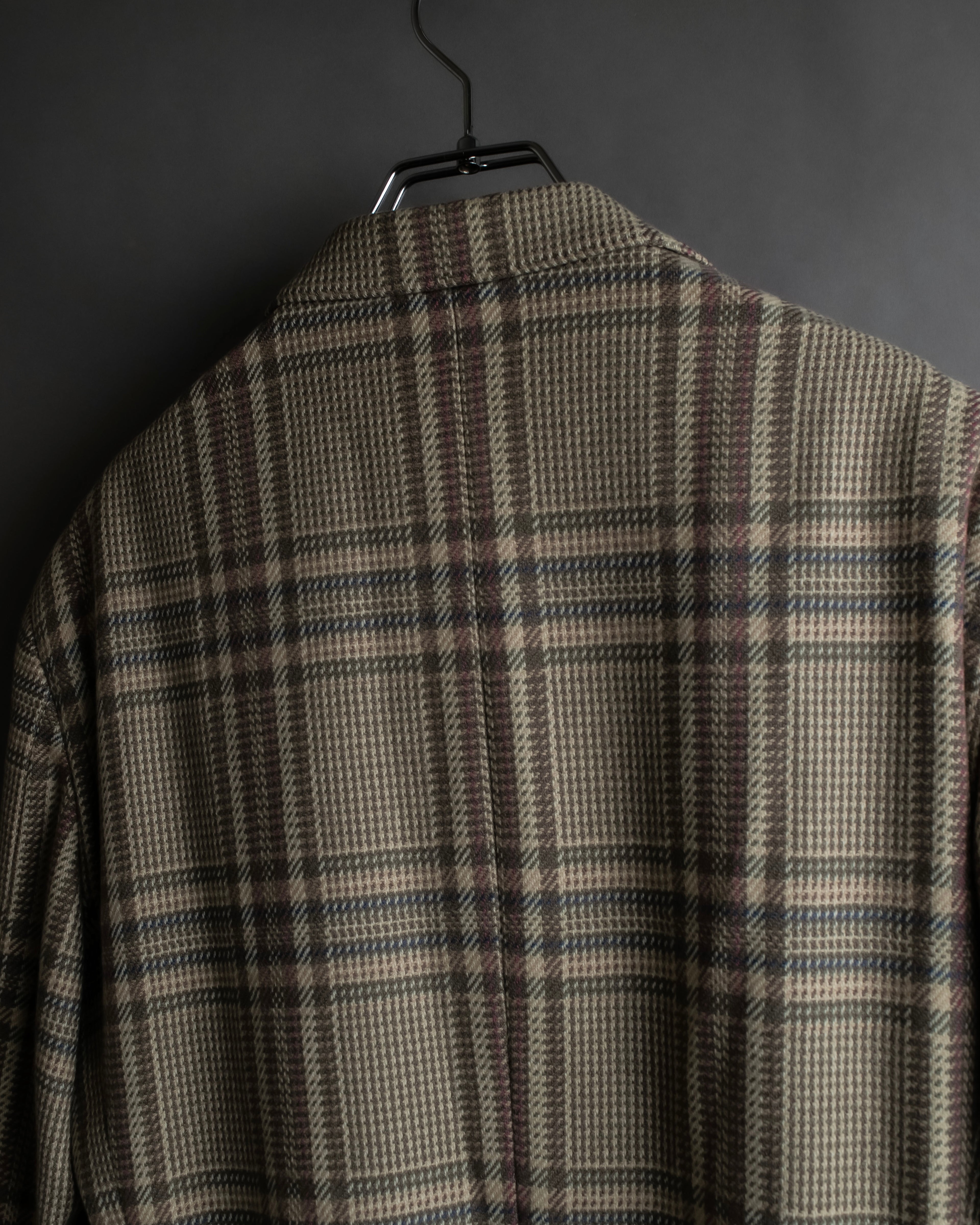 "BURBERRYS" Windowpane pattern tweed tailored jacket