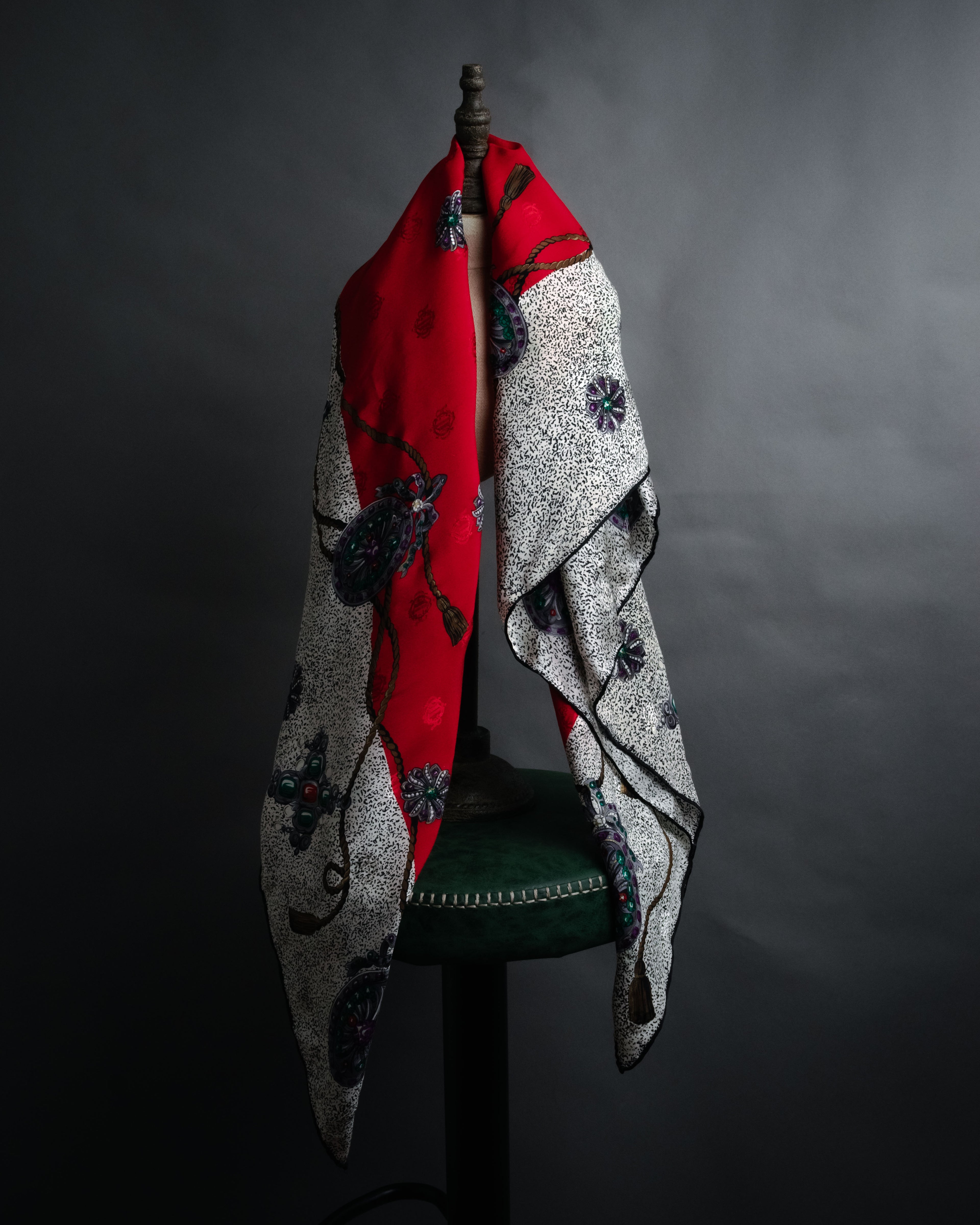 “Christian Dior” 80’s-90’s Jewelry motif monogram silk scarf