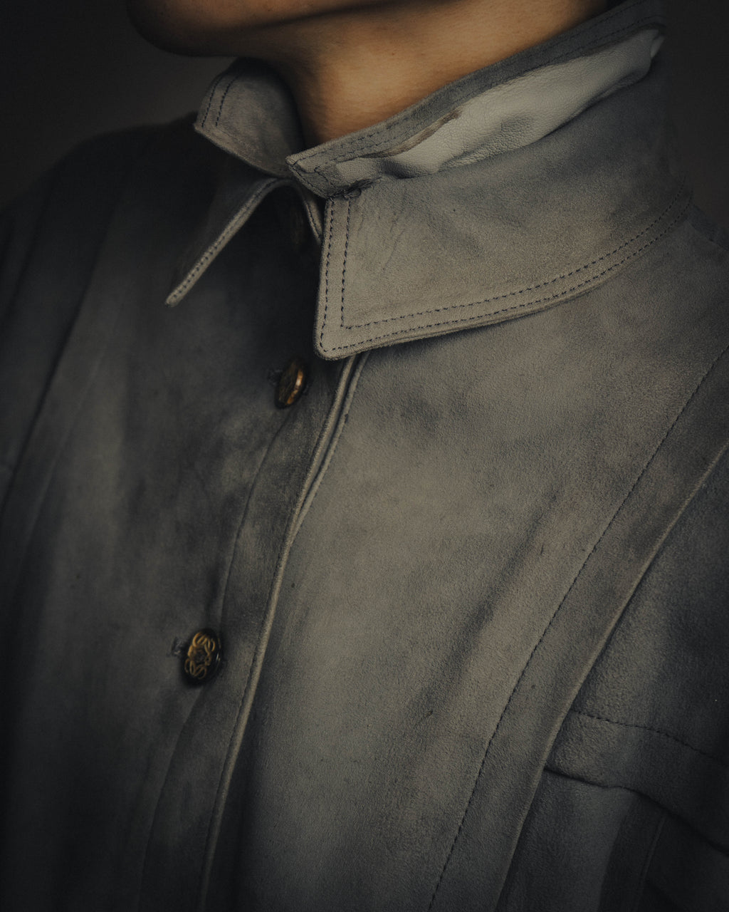 -SPECIAL- “LOEWE” 80’s-early 90’s Taupe suede leather blouson jacket