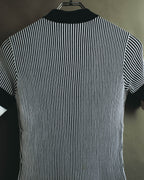 "Salvatore Ferragamo" 00's-10's Monochrome striped cotton knit polo