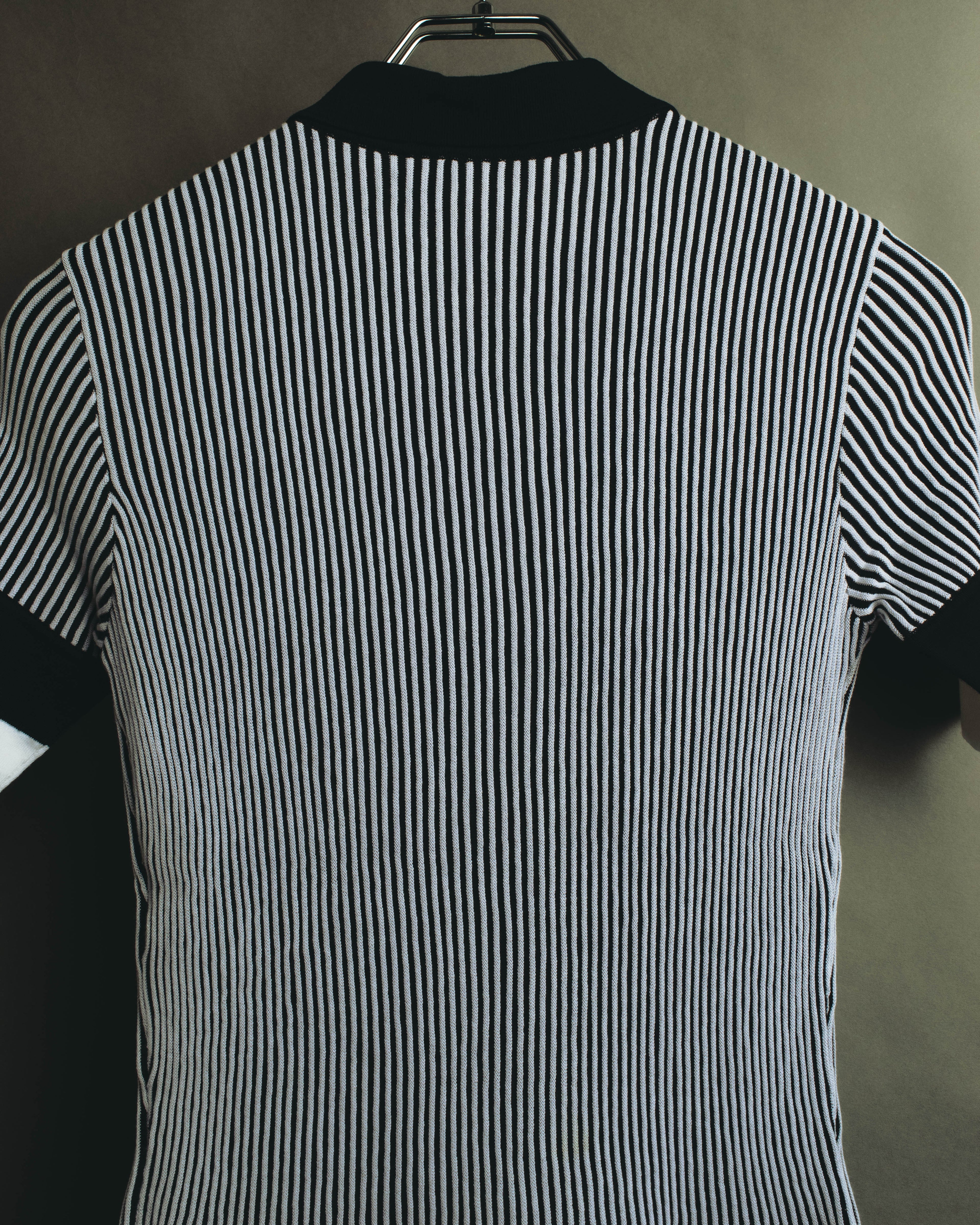 "Salvatore Ferragamo" 00's-10's Monochrome striped cotton knit polo