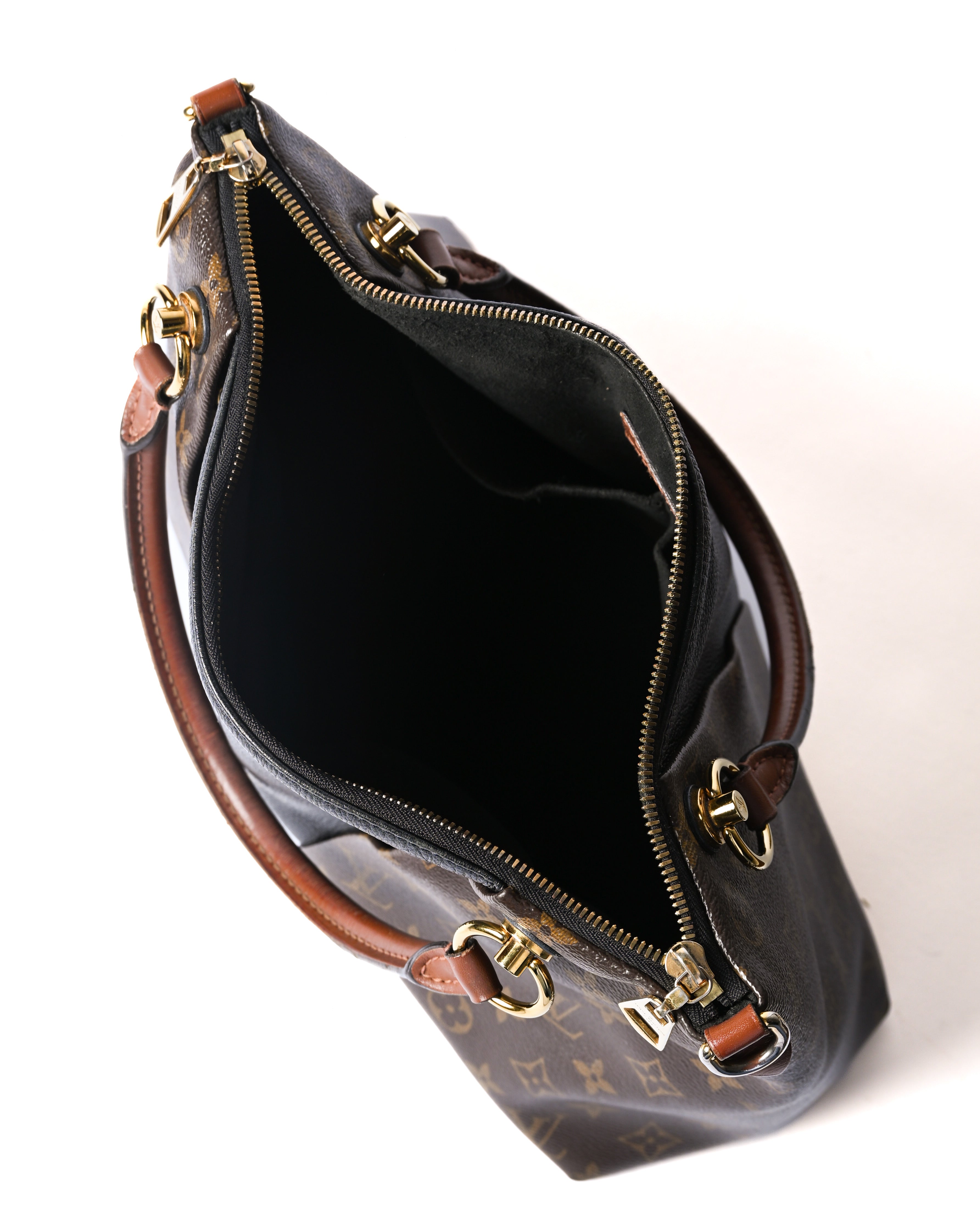 LOUIS VUITTON/ “V Tote mm” Monogram Canvas & Leather Handbag