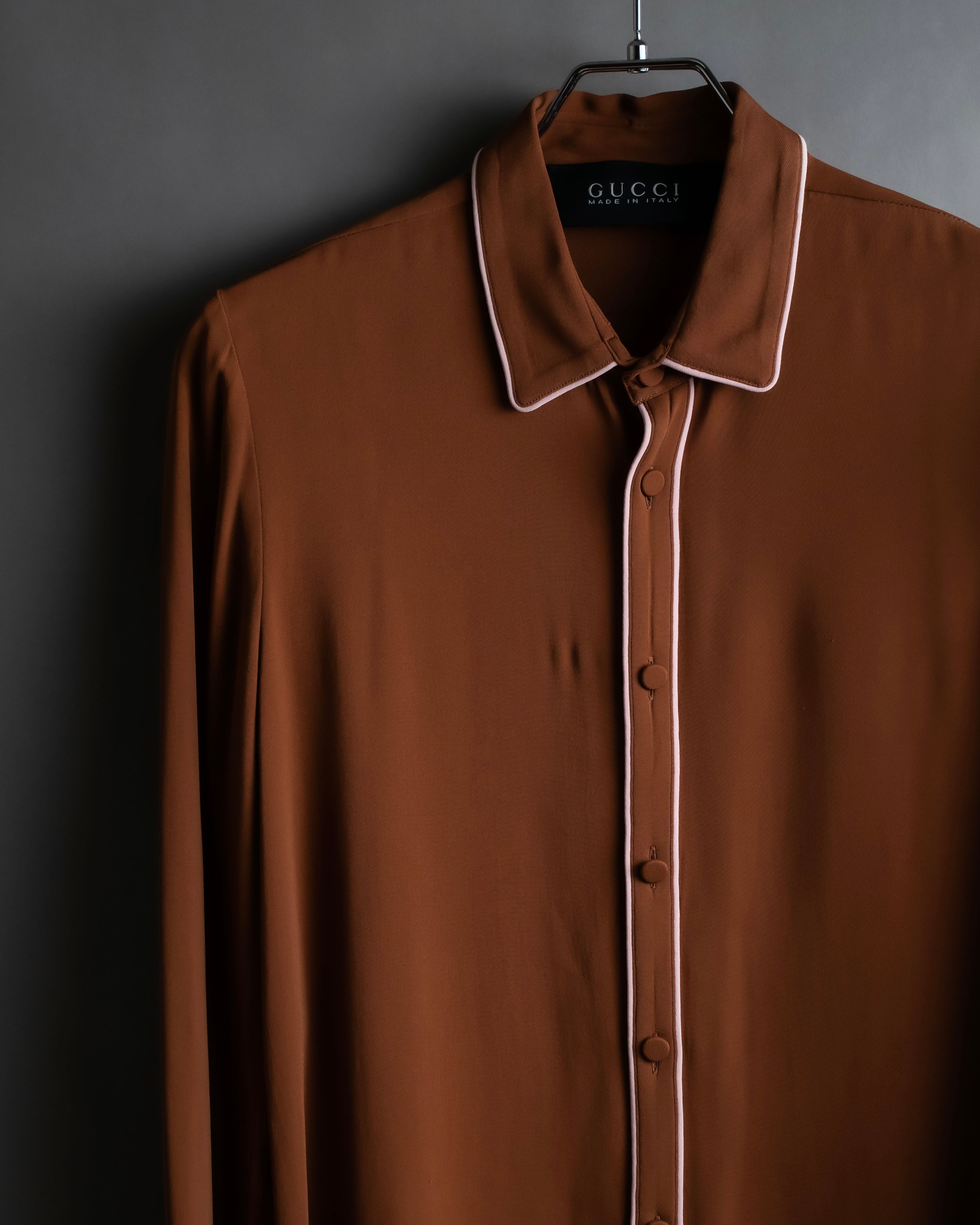 "GUCCI" Piping design soft drape shirt