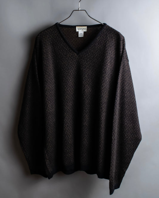 "Vintage chepron striped fine merino wool knit pullover"