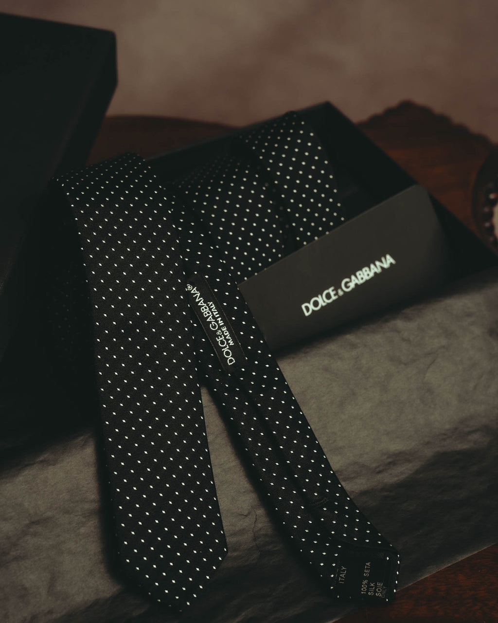 "Dolce & Gabbana" 10's-20's Slim polka dot silk necktie