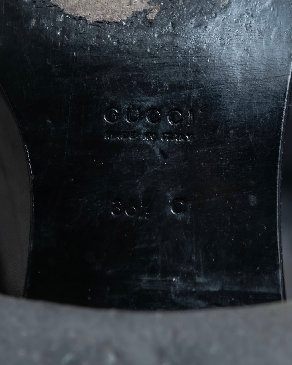 "GUCCI" Horsebit motif square toe heeled loafers