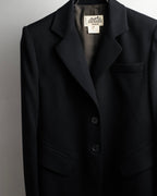 "HERMES" 90's classic detail dark blue tailored jacket