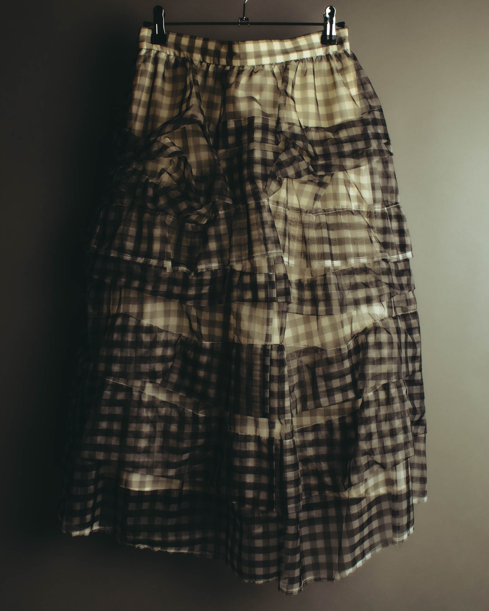 -SPECIAL- "tricot COMME des GARÇONS" 07SS Gingham check sheer tiered ruffle skirt