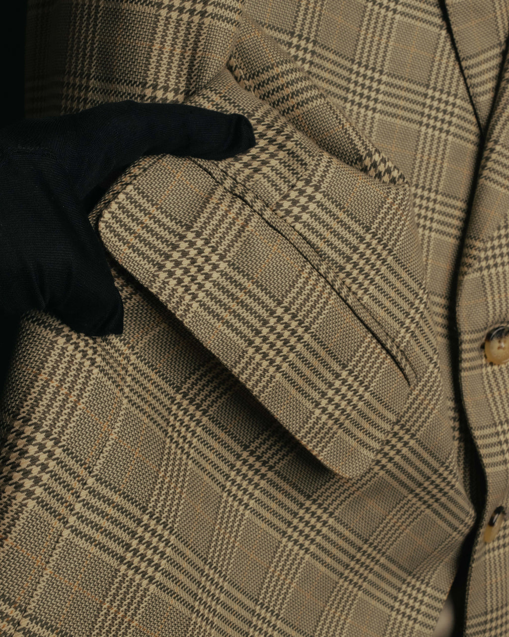 "GUCCI" 90's-00's Vintage houndstooth and glen check structured cotton jacket