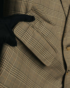 "GUCCI" 90's-00's Vintage houndstooth and glen check structured cotton jacket