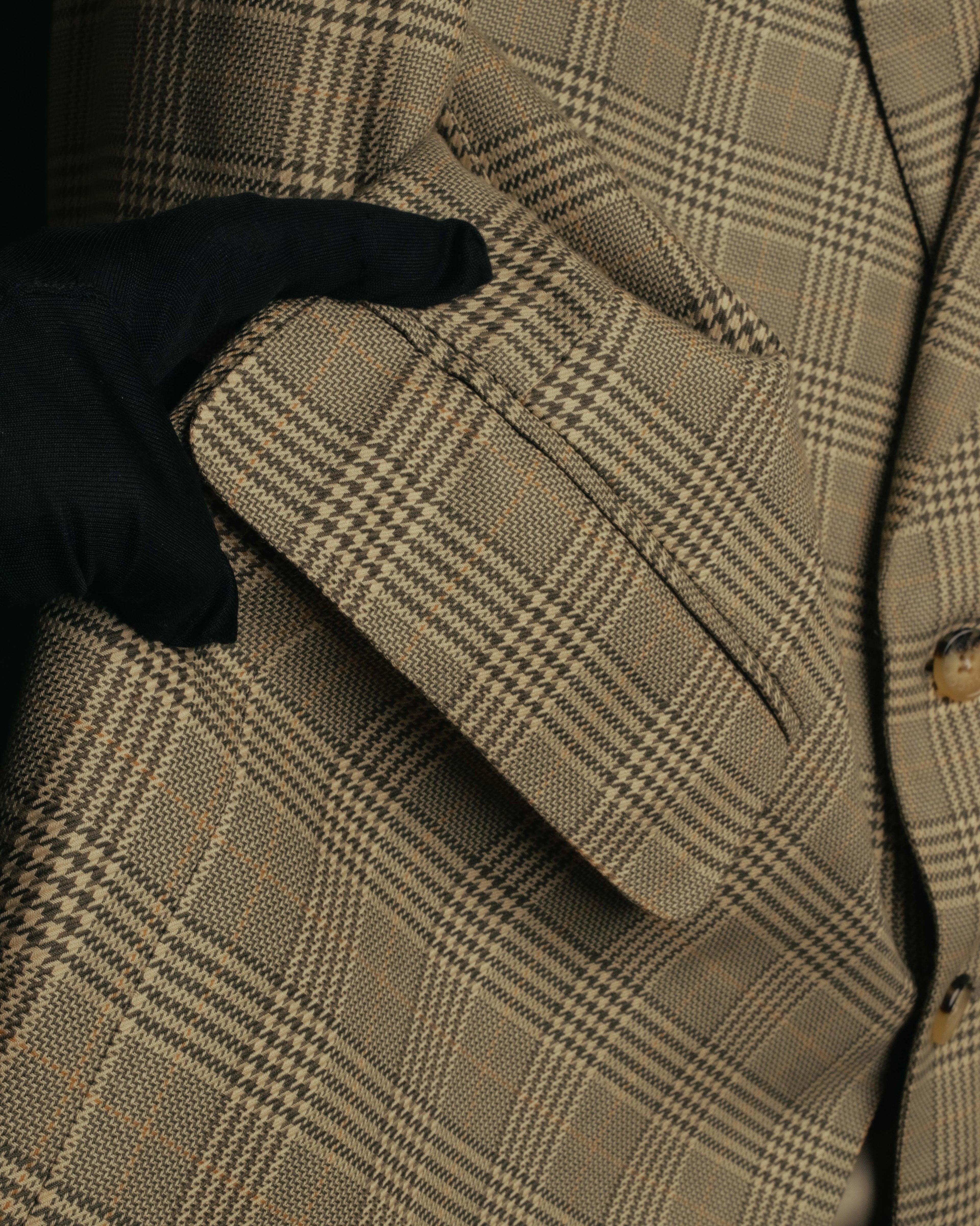 "GUCCI" 90's-00's Vintage houndstooth and glen check structured cotton jacket