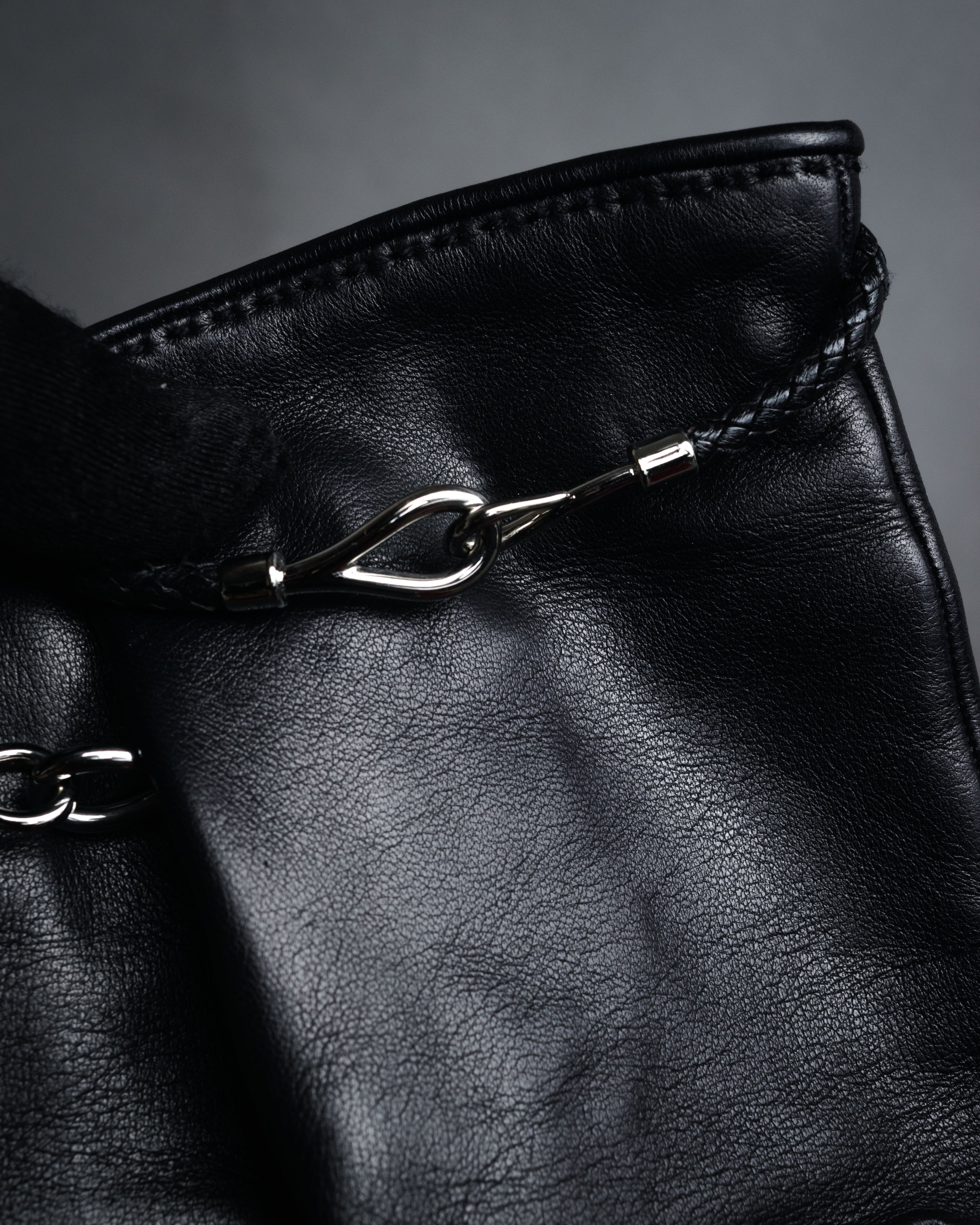 “HERMES” 2000’s Jumbo hook leather gloves