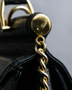 "VALENTINO" Garavani gold metal design leather hand bag