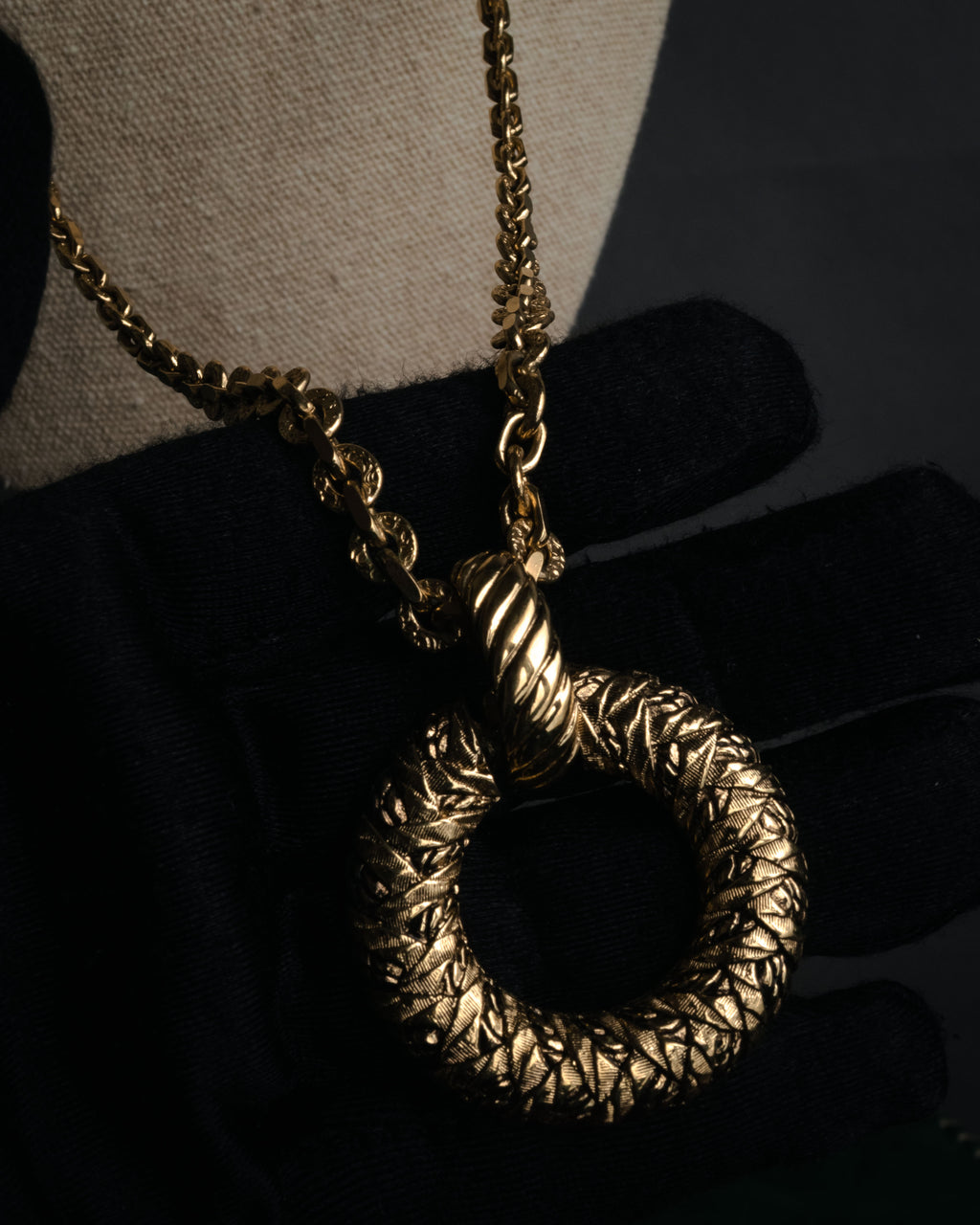 “Yves Saint Laurent” 1980’s-90’s Sculptural circle long necklace