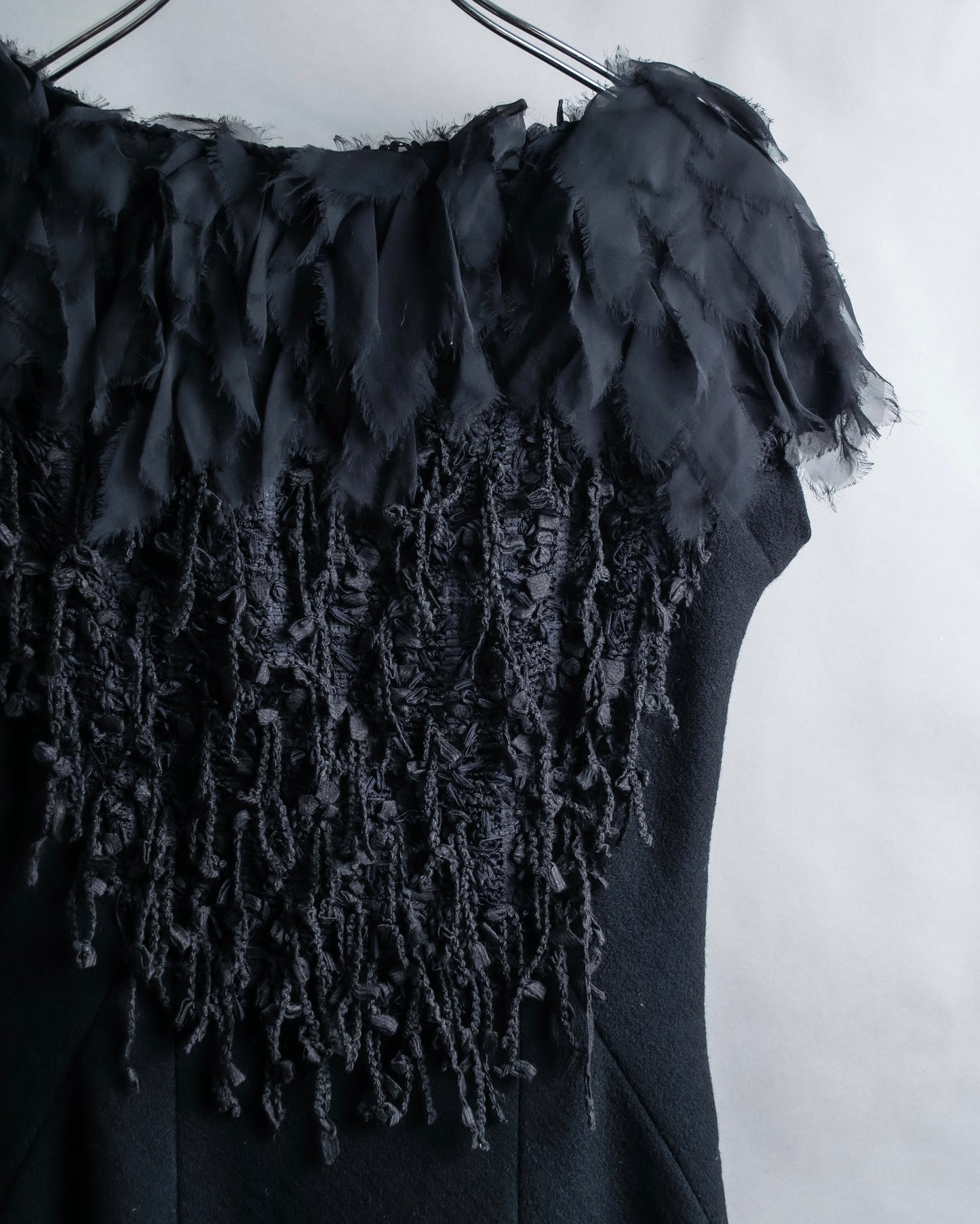 "BOTTEGA VENETA" Organza &amp; fringe design sleeveless dress