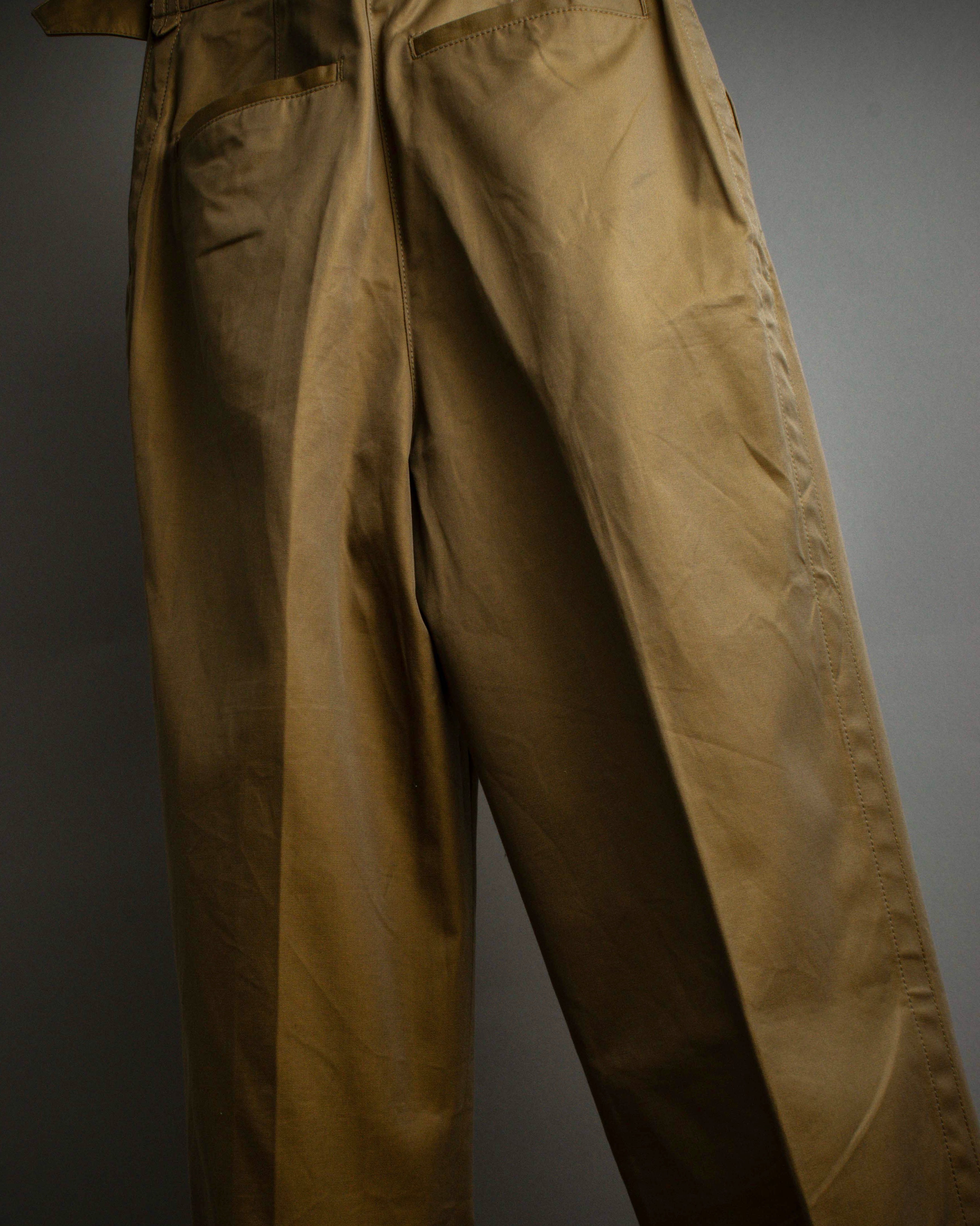 "Acne Studios" Belted design cotton twill high-waisted pants