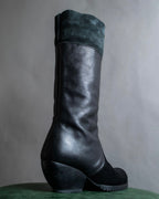 "ISSEY MIYAKE HaaT" Unborn calf shark sole long boots
