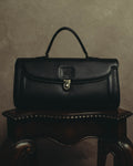 "Burberrys" 80's-90's Classic black leather top-handle handbag