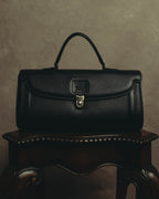 "Burberrys" 80's-90's Classic black leather top-handle handbag