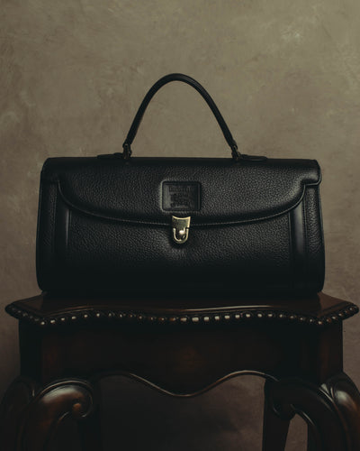 "Burberrys" 80's-90's Classic black leather top-handle handbag